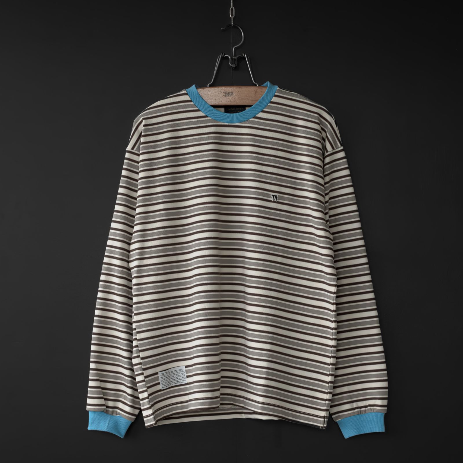 -新品- 【modem design】 color rib border l/s tee (blue rib) | モデムデザイン ボーダー ロンT リブ カットソー M-2510469