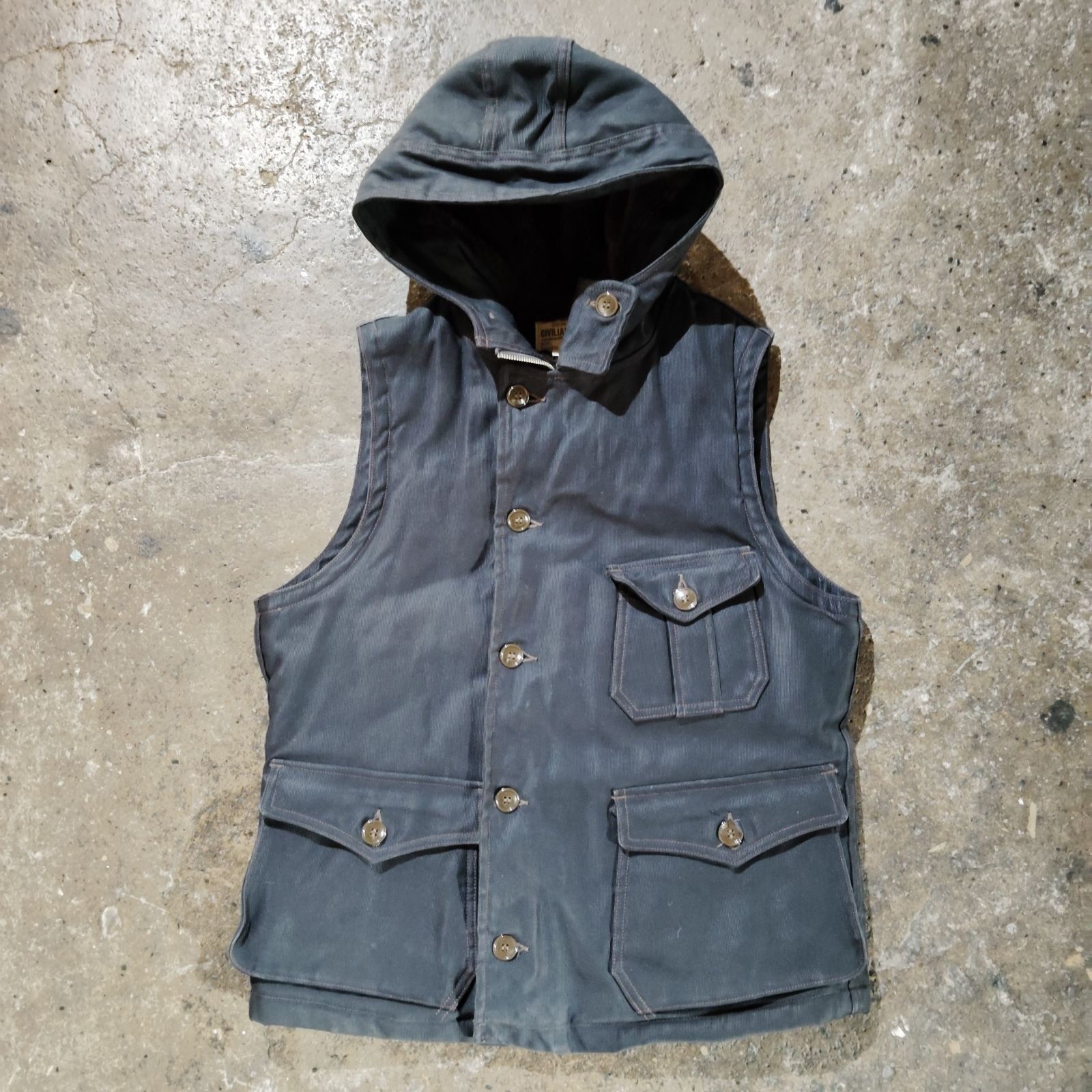 FREEWHEELES CIVILIAN CREW air crew attached vest フードベスト ネイビー 40 フリーホイラーズ