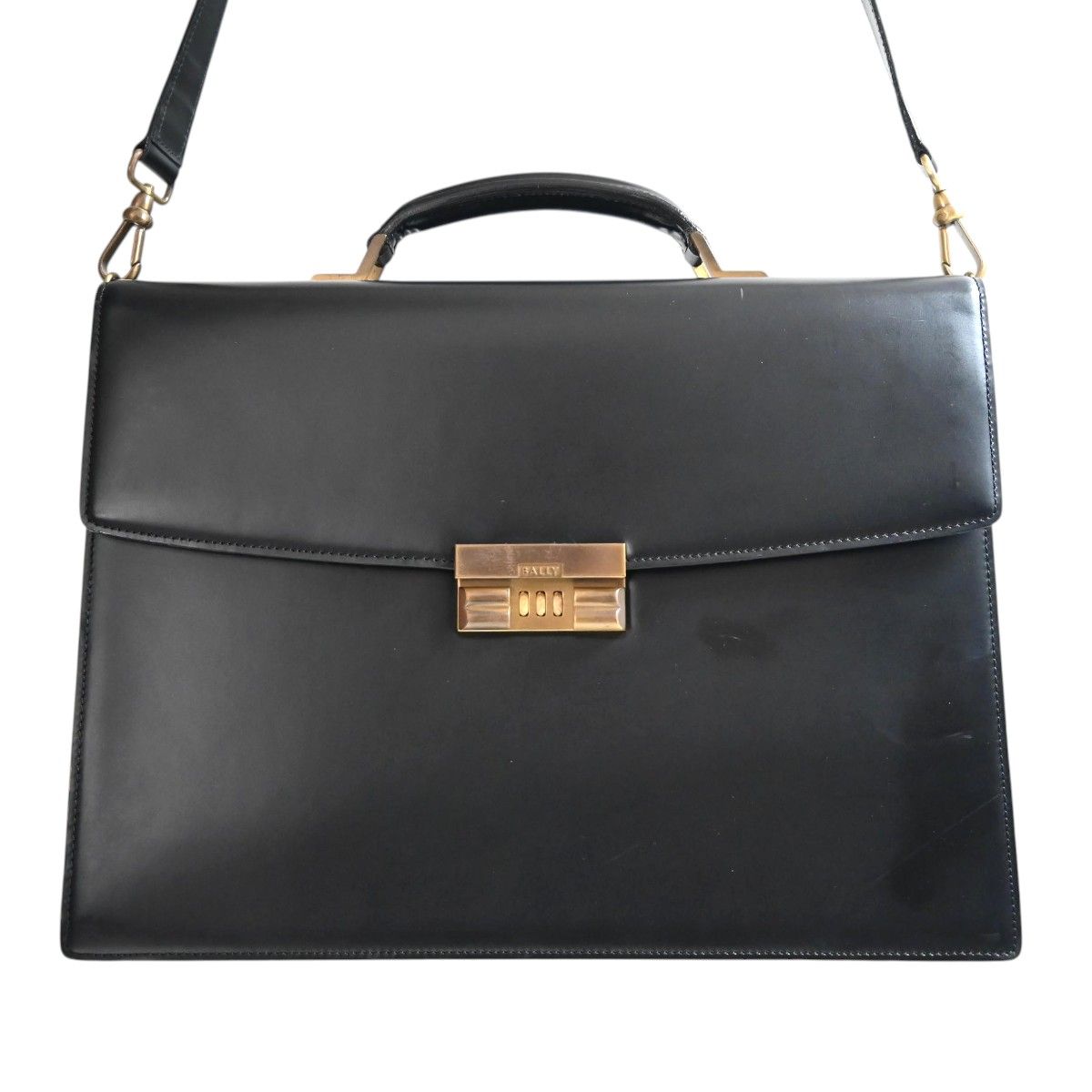 BALLY バリー ダイヤルロック式 2WAY レザ― ビジネスバッグ ショルダーバッグ ブラック T2608-k096