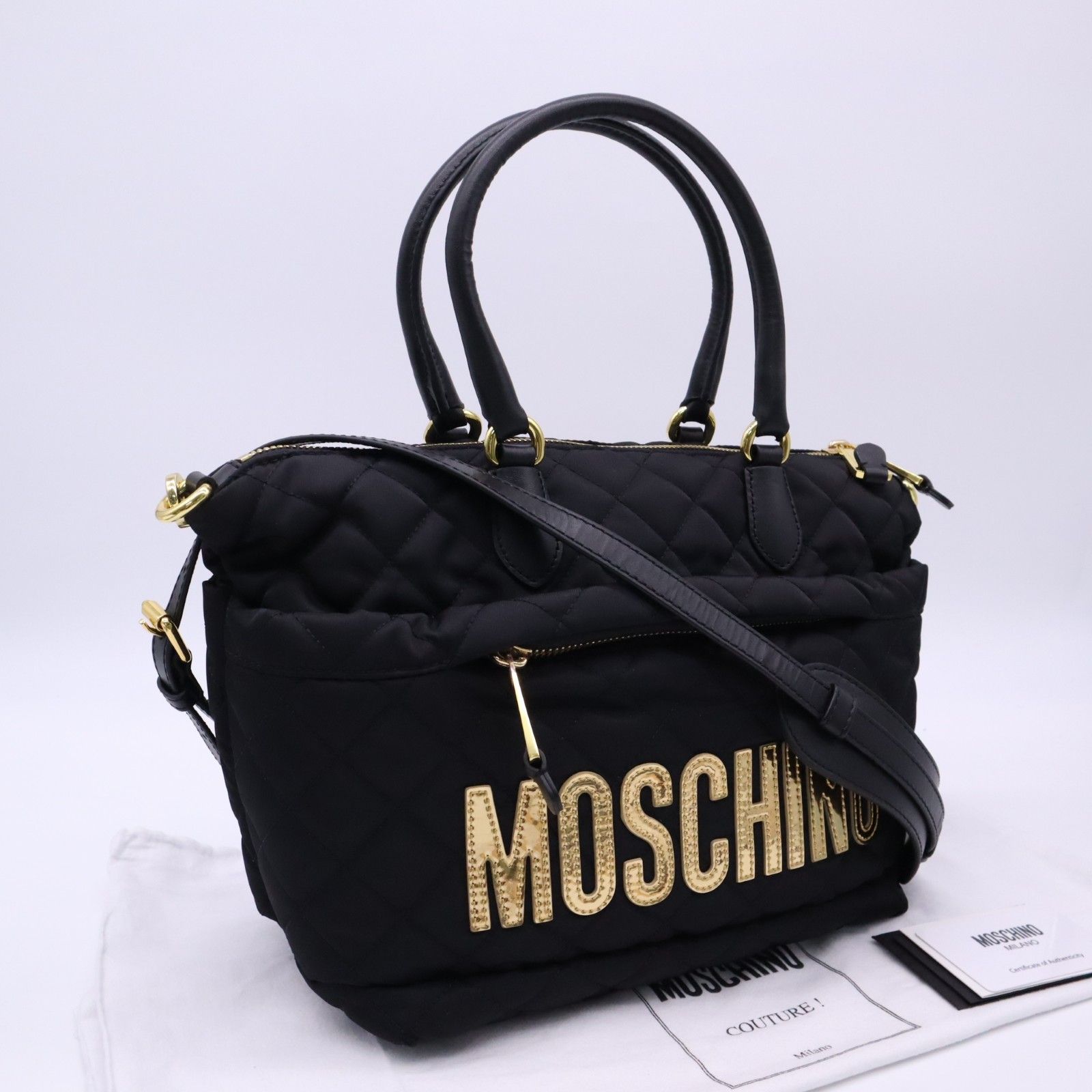 ★3日以内返品可★ 美品 MOSCHINO モスキーノ ナイロン ハンドバッグ MC4604PP02O1100B ハンドバッグ ブラック ナイロン レディース 22,195円
