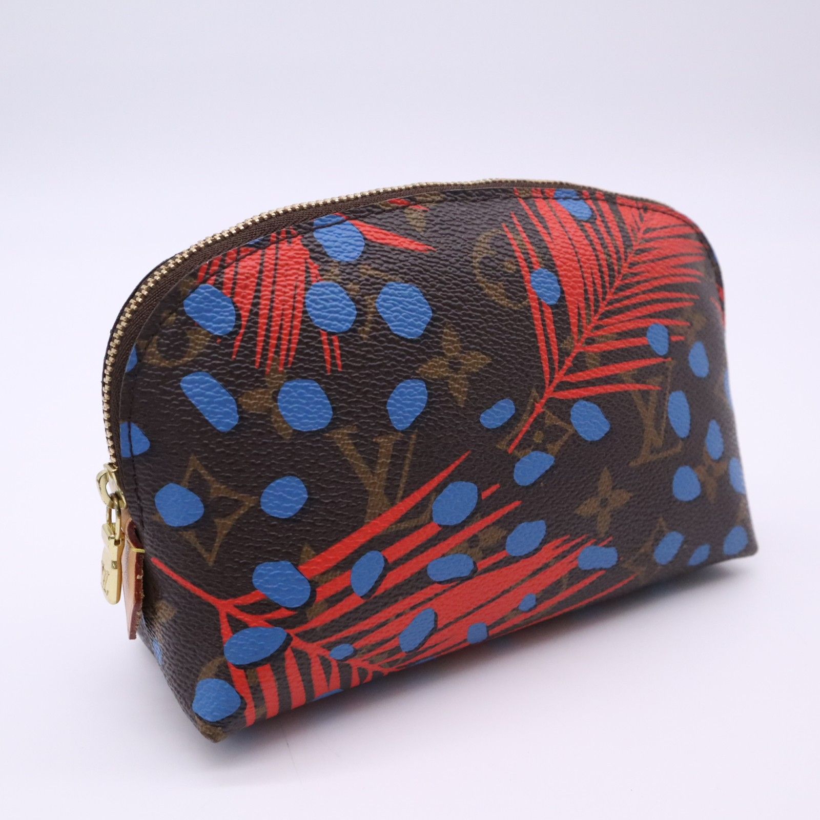 ★3日以内返品可★ 美品 LOUIS VUITTON ルイ・ヴィトン モノグラム ジャングルドット ポシェット コスメティック M41403 ポーチ ブラウン マルチカラー コーティングキャンバス レザー レディース 42,552円