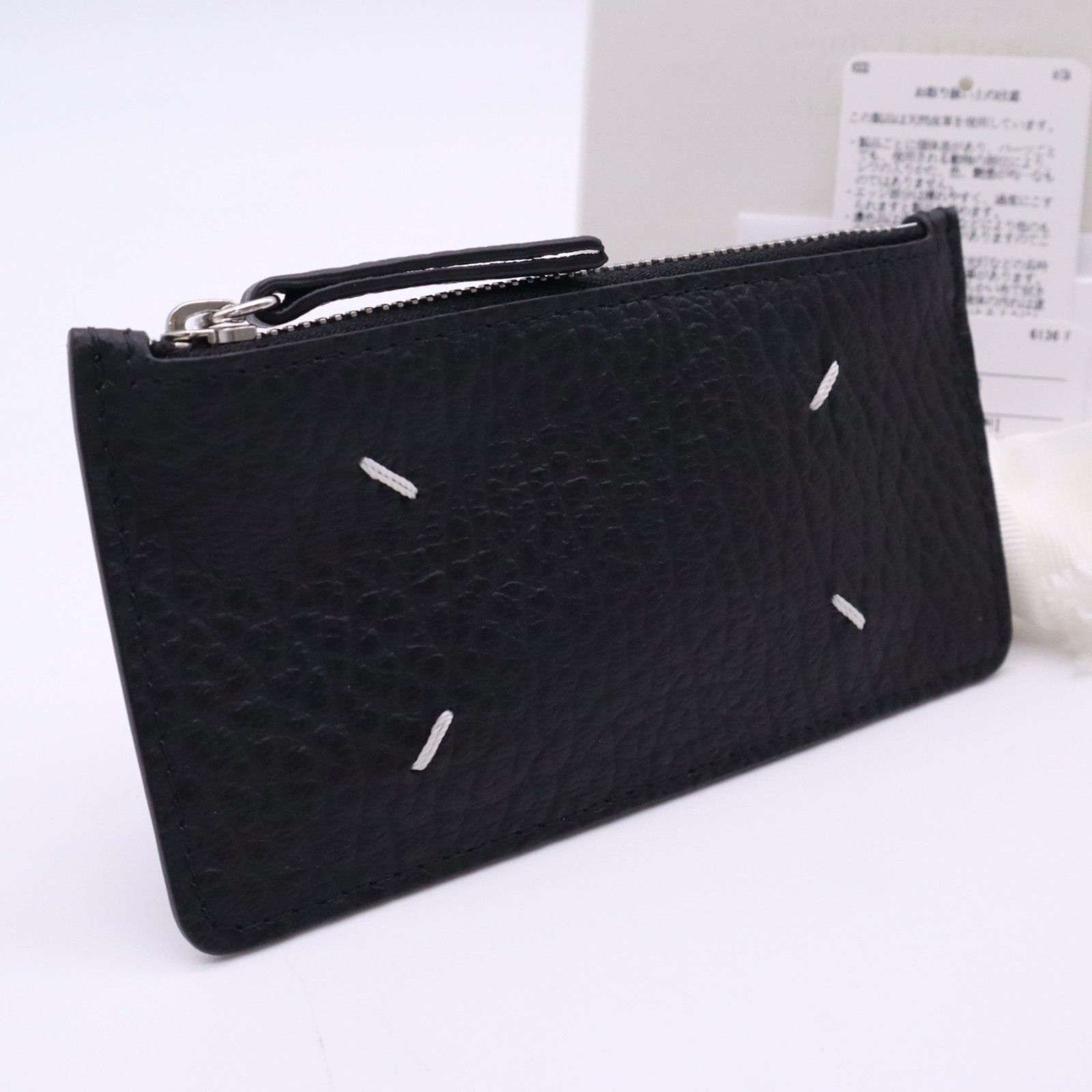 ★3日以内返品可★ 極美品 MAISON MARGIELA メゾンマルジェラ 4ステッチ レザー フラグメントケース S56UI0143 コインケース ブラック ホワイト カーフレザー メンズ