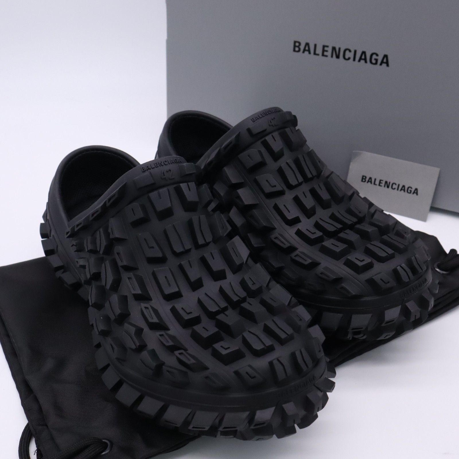 ★3日以内返品可★ 未使用 BALENCIAGA バレンシアガ バウンサー ディフェンダー クロッグ 9 27 735252 サンダル ブラック ラバー メンズ