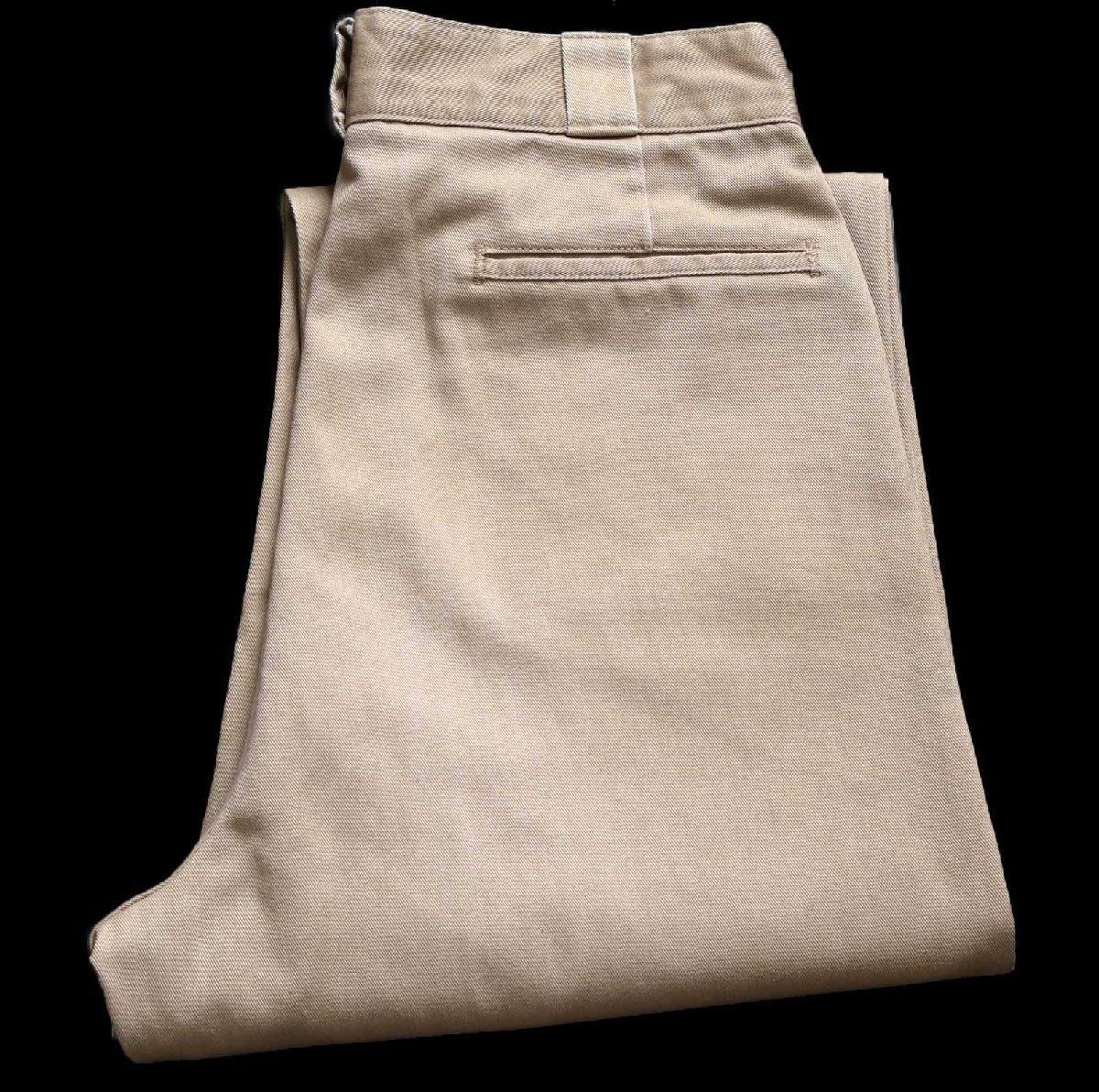 90s USA製 Dickiesディッキーズ 874 ワークパンツ カーキ W33 L34★04 オールド ビンテージ トラウザーズ ストレート チノパン