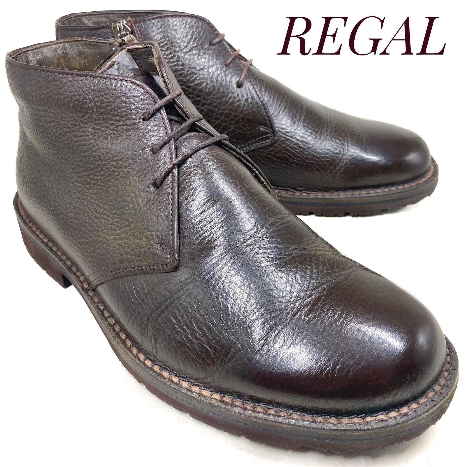REGAL リーガルウォーカー GORETEX ゴアテックス サイドジップブーツ 143W 茶 ブラウン 24.5cm EEE　革靴 カジュアル 本革 本皮 メンズ 9,088円