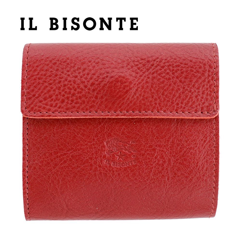 イルビゾンテ 財布 三つ折り IL BISONTE レザー 本革 ロッソ レッド 赤色 SMW022 / C0455 ミニ財布 コンパクト スマート