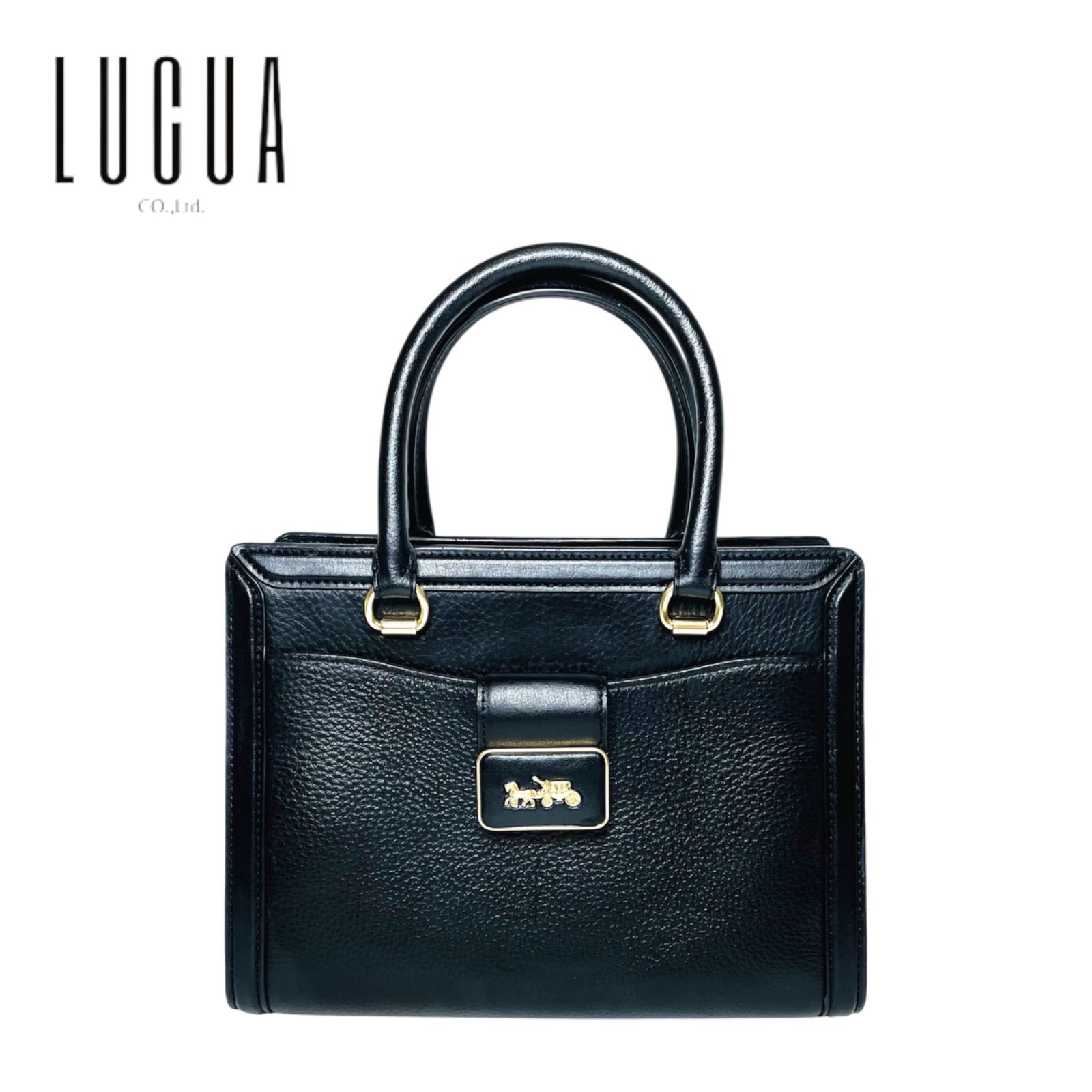 【Bランク】　COACH コーチ　グレースキャリーオール　2WAY　ハンドバッグ　ブラック　CC141　（62095）