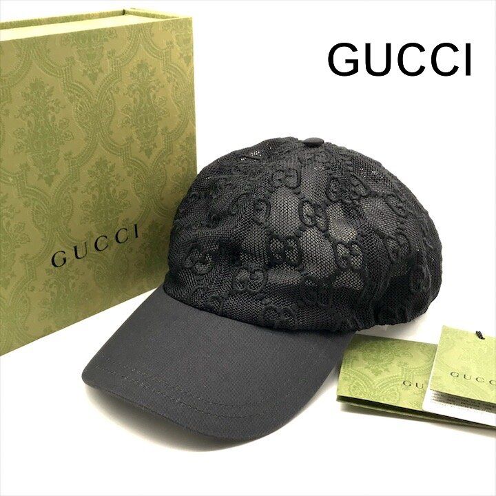 超美品 GUCCI グッチ 帽子 キャップ グッチGG エンブロイダリー レディース ブランド ファッション プレゼント ブラック tm166
