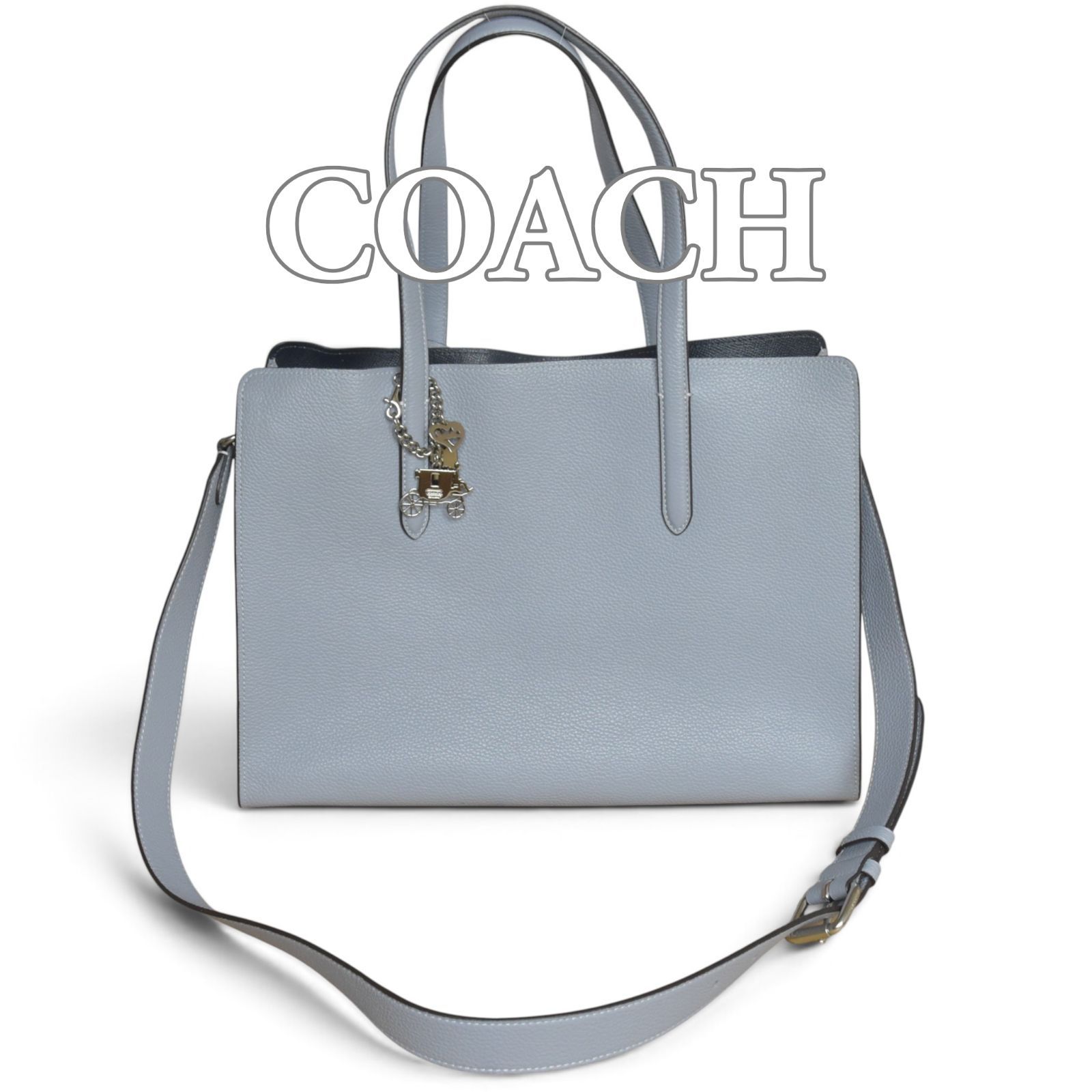 【美品】COACH コーチ レディース 2WAY トートバッグ カーター キャリーオール グレー CH805 A4 収納　バッグチャーム2個　不織布保管袋付 16,872円