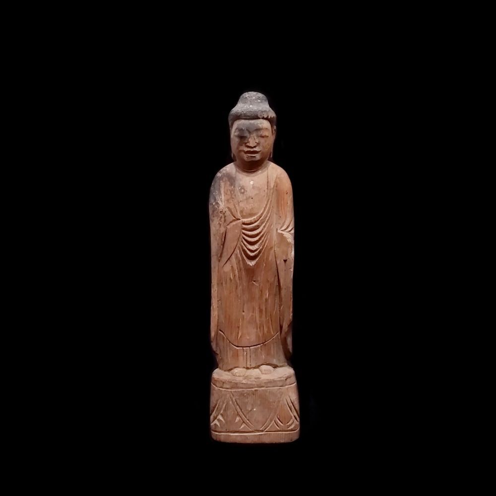 千体仏　室町頃　如来像　阿弥陀如来　木彫　彫刻　骨董　古美術　アンティーク　仏教美術　希少 28,600円