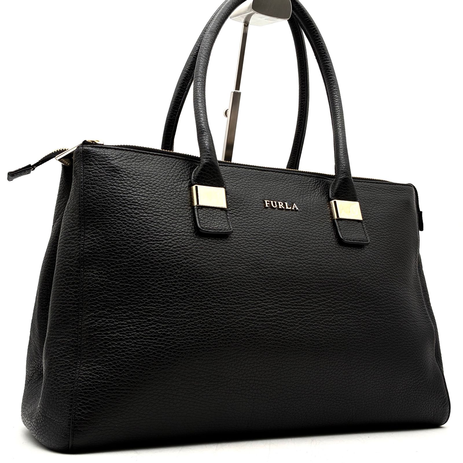 未使用に近い フルラ FURLA アメリア トートバッグ ハンドバッグ レザー ブラック 黒 A4収納 肩掛け 大容量 残暑 敬老の日 シルバーウィーク 秋休み 行楽 ハロウィン 七五三 冬のボーナス ギフト プレゼント