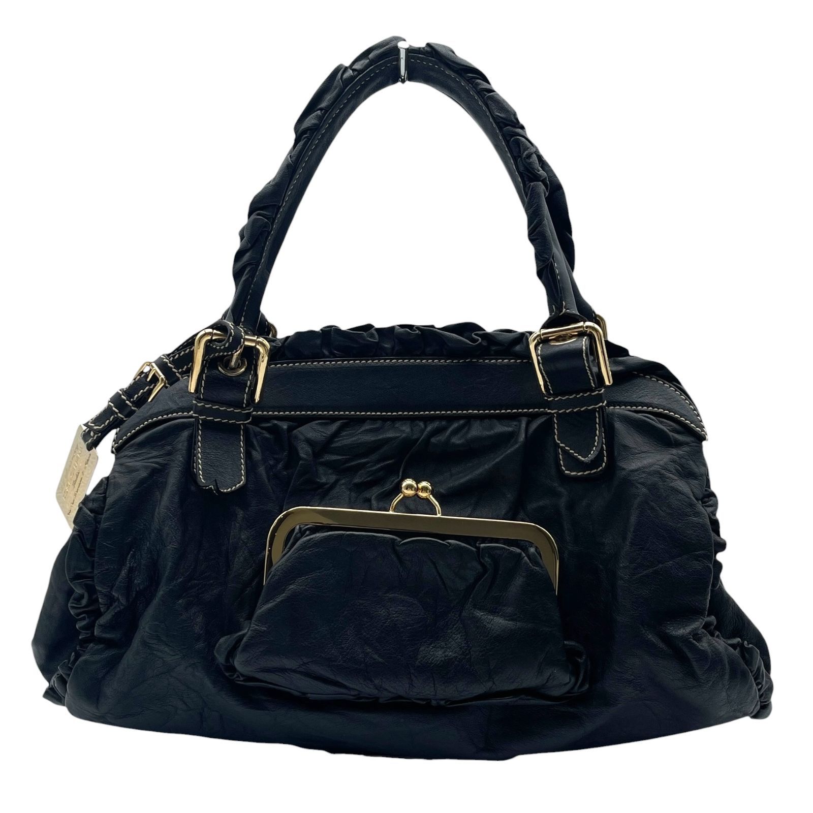 限定品 Dolce&Gabbana ドルチェ&ガッバーナ 20周年記念限定モデル XX 20th Anniversary ハンドバッグ y2k レザー 本革 がま口 ブラック 黒 レディース 29,850円