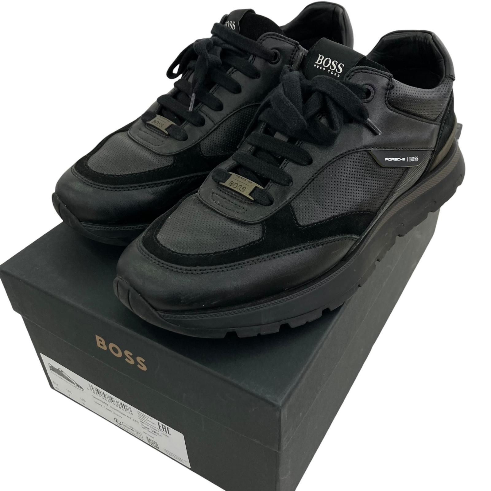 186000 現状品 PORSCHE × HugoBoss ポルシェ × ヒューゴボス スニーカー 25.5cm ブラック