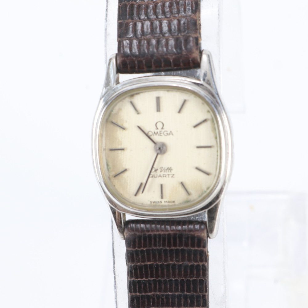 美品 OMEGA オメガ デビル レザー 腕時計 本革 ブラウン 茶色 ブランド おしゃれ 不動 レディース WWM EO38-8【中古】