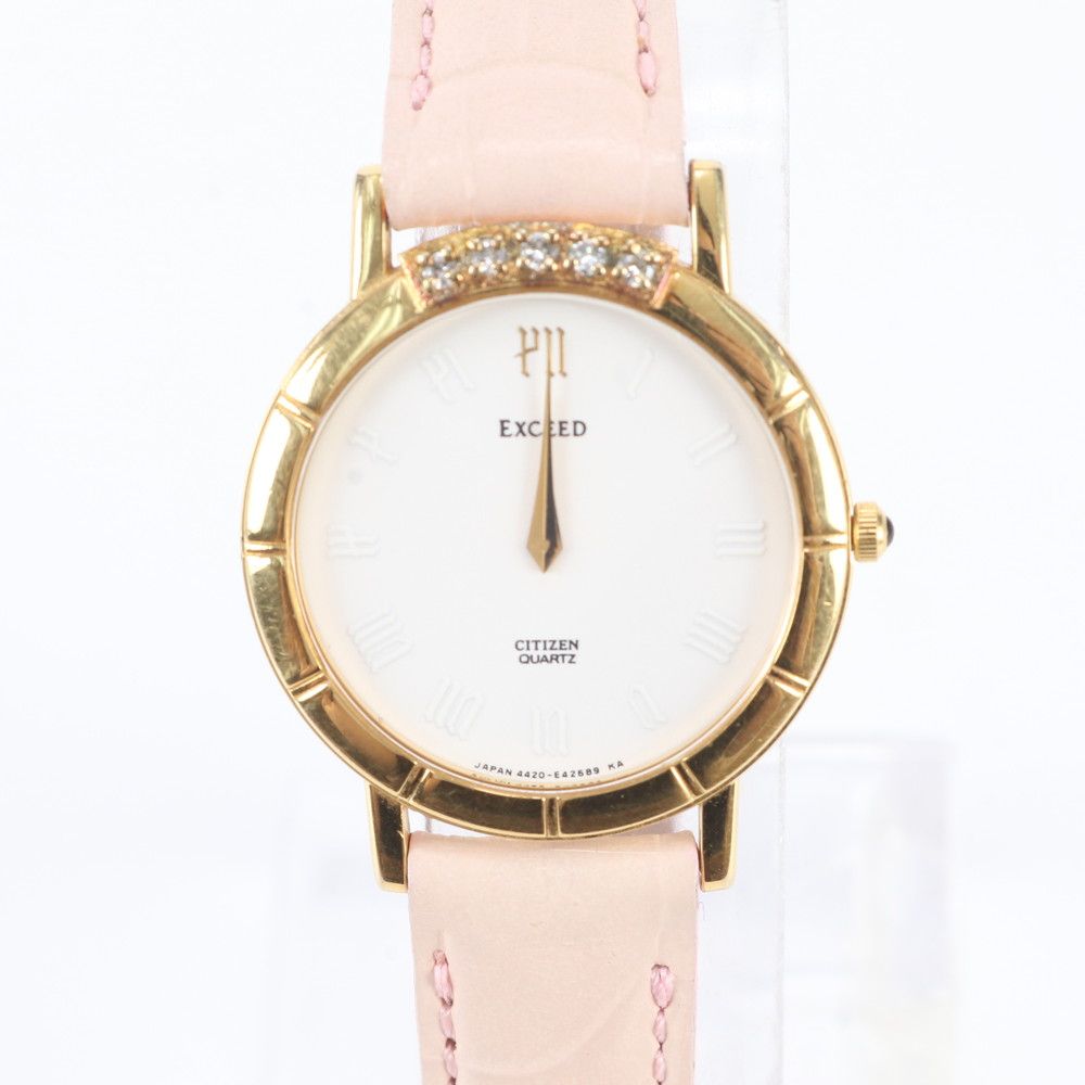 美品 CITIZEN シチズン エクシード 4420-E41260 レザー 腕時計 ブランド おしゃれ 婦人 不動 レディース WNM EO47-9【中古】