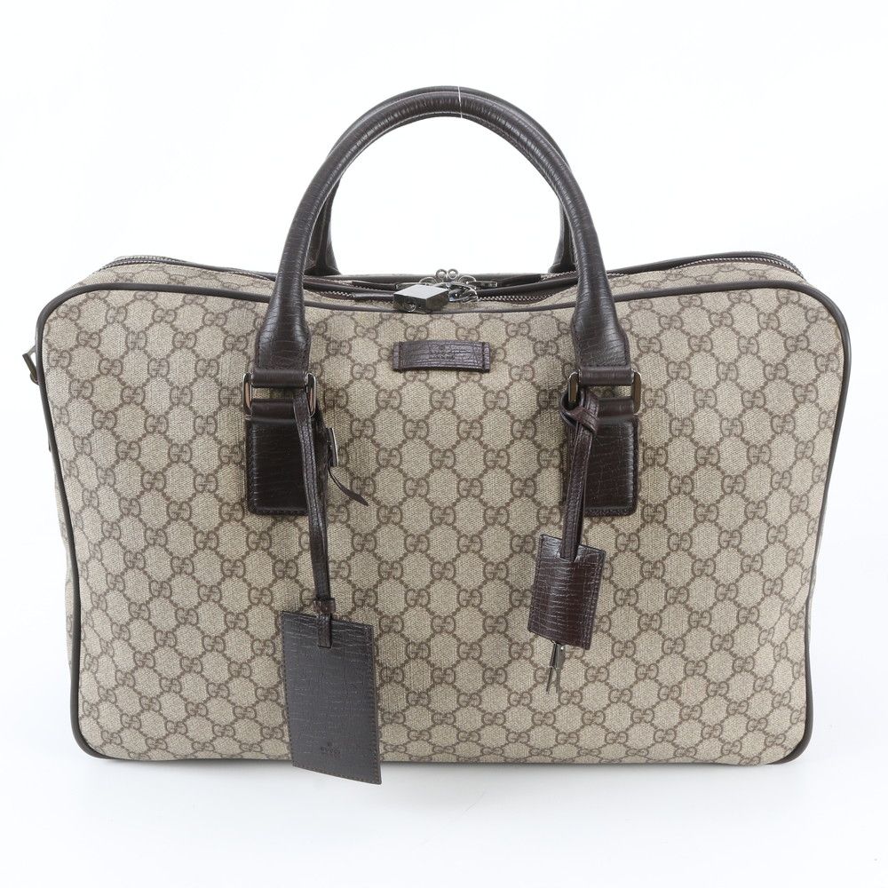 美品 グッチ GGスプリーム 131216 レザー ボストン バッグ 出張 旅行 トート キャリー A4 メンズ WRM EO37-9【中古】 19,875円