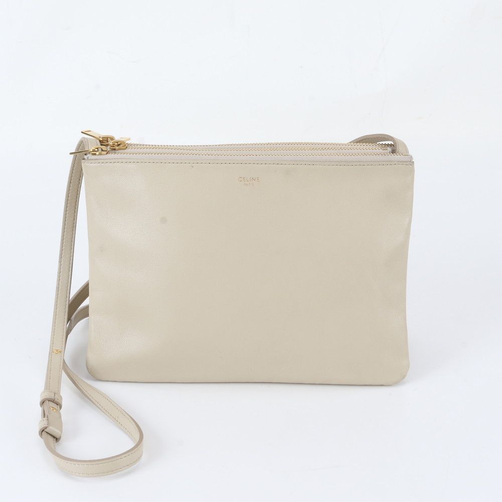 美品 セリーヌ トリオ レザー ショルダーバッグ 斜め掛け クロスボディ 本革 レディース RNM EO51-5【中古】