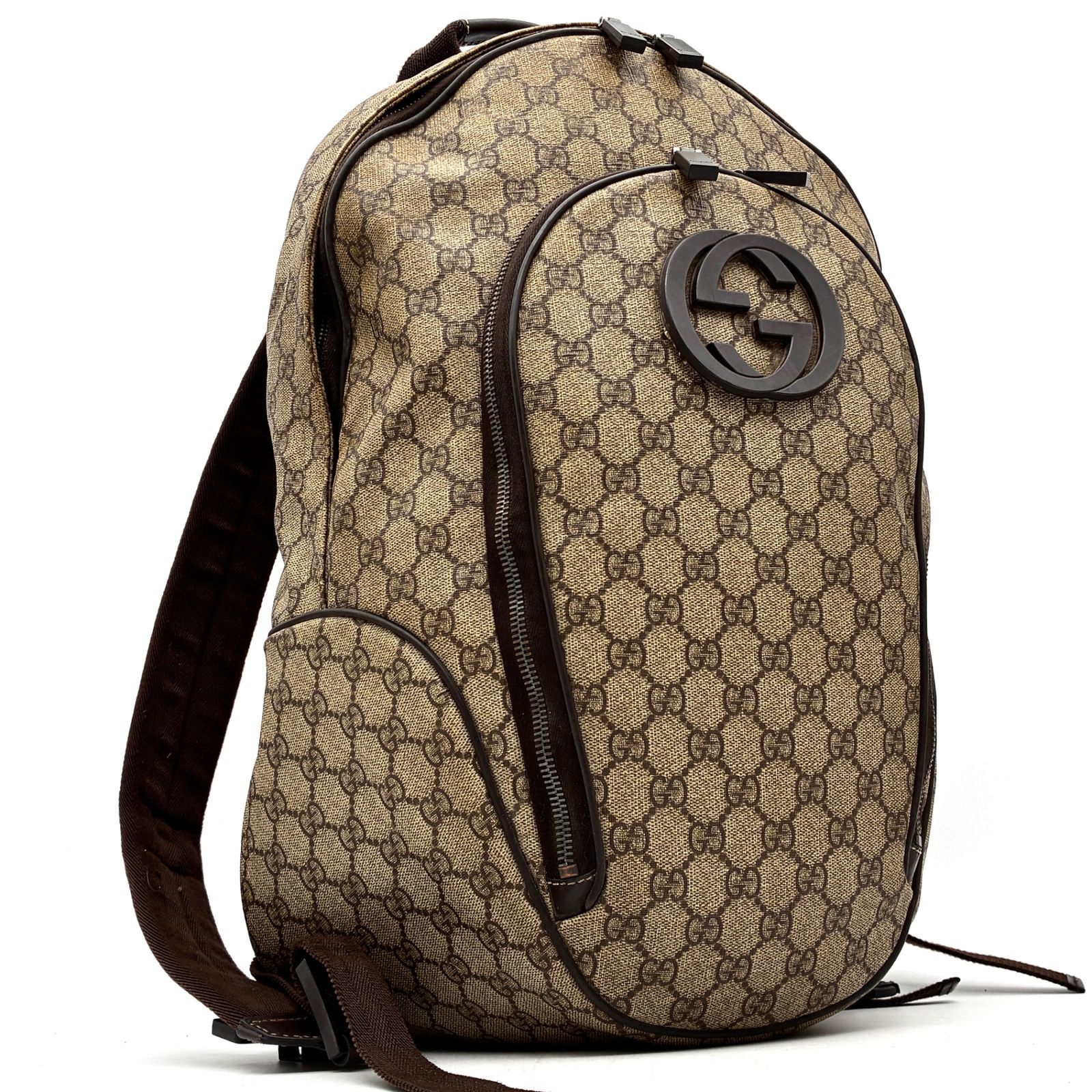 グッチ GUCCI GGスプリーム インターロッキングG バックパック リュックサック ダブルG デイパック PVC レザー ブラウン 大容量 残暑 敬老の日 シルバーウィーク 行楽 ハロウィン 七五三