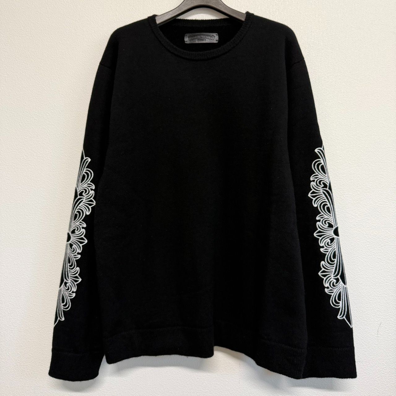 CHROME HEARTS クロムハーツ YNOT ワイノット フローラル カシミア ニット セーター 黒 ブラック 刺繍 メンズ レディース XLサイズ 極美品 2923