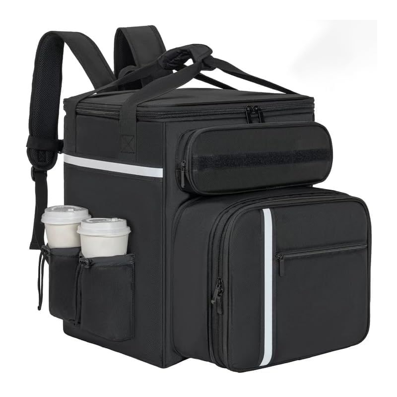 【新品】 [Rxakudedo] デリバリーバック 配達用 業務用 大容量 保温保冷 ピザバッグ バックパック型 防水 撥水 リフレクター付き 自転車 バイク 配達員 防寒 防暑