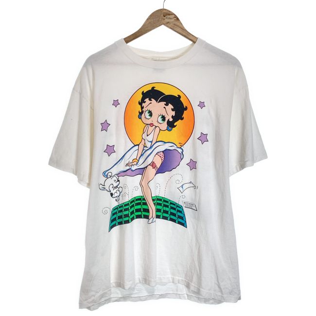 【中古】　TULTEX　Tシャツ　90s vintage　90年代　OLD　半袖　トップス　クルーネック　プリント　キャラクター　ベティブープ　オーバーサイズ　古着　/7333