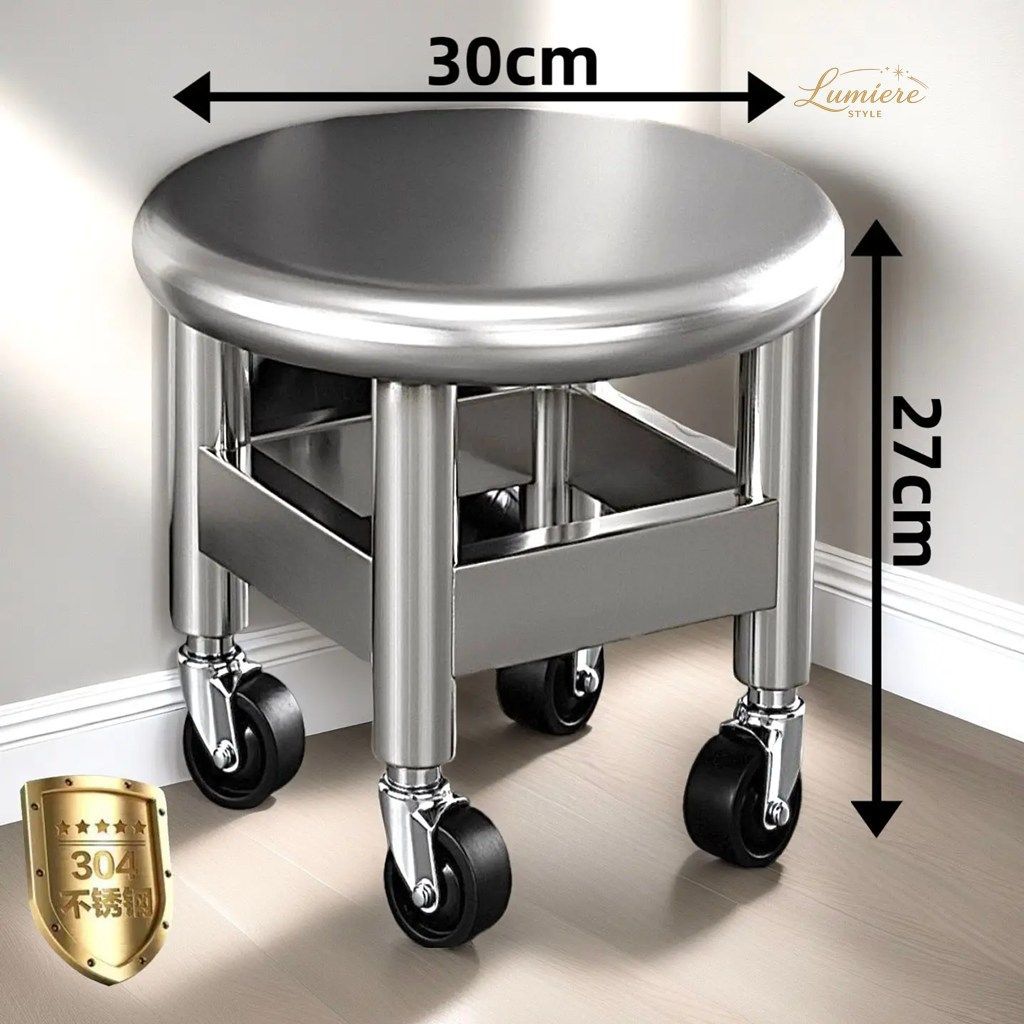 201-304 STAINLESS STEEL WHEEL THICKENED HOUSEHOLD SEAM PEDICURE FOOT BATH STATION CAR REPAIR STOOL