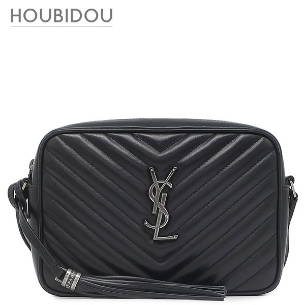 イヴ・サンローラン Yves Saint Laurent ショルダーバッグ ルー カメラバッグ レザー ブラック ガンメタル金具 YSL カサンドラ タッセル付き 612544 【保存袋】【中古】 90,640円