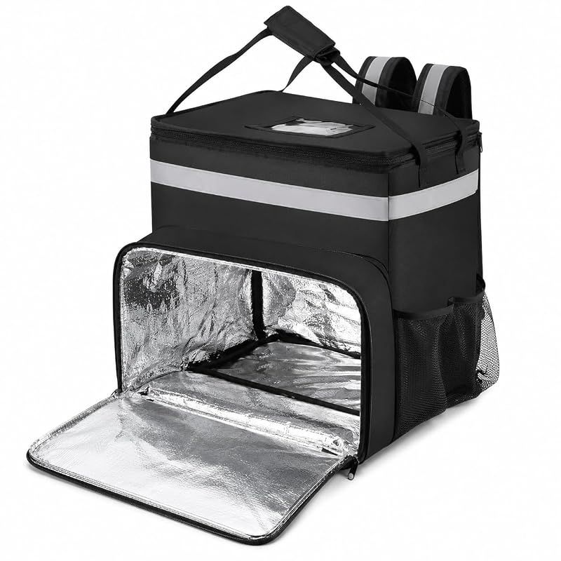 【新品】 [pronala]業務用保温デリバリーバッグ 大容量60L 保冷保温両用 拡張可能デザイン ピザ配送対応 ウーバーイーツ配達員 防水撥水素材 軽量持ち運び便利 保冷剤ポケット付 食品配送必需品 delivery bag