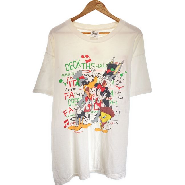 【中古】　WILD OATS　Tシャツ　90s vintage　90年代　OLD　半袖　トップス　クルーネック　キャラクター　ルーニーチューンズ　オーバーサイズ　USA製　古着　/5609