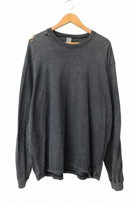 VEIN ヴェイン 23AW SUEDED CO JERSEY DISTRESSED VESSEL L/S TEE スエーディッド コットンジャージー ディストレスド ベッセル 長袖 Tシャツ VJ41-327 3 黒 ブラック 260821