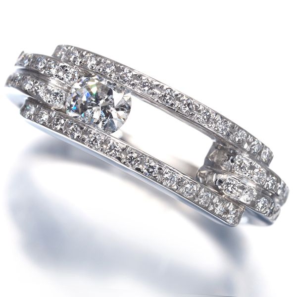 ダイヤ ダイヤモンド 0.35ct/0.25ct ムービング リング Pt900 #198305