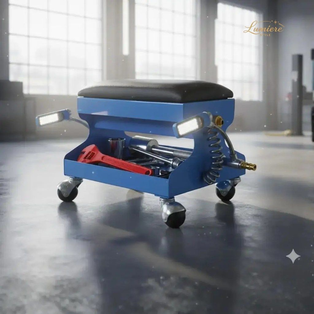 ROLLING MECHANIC WORK STOOL WITH CASTERS MOBILE REPAIR SEAT WORKSHOP