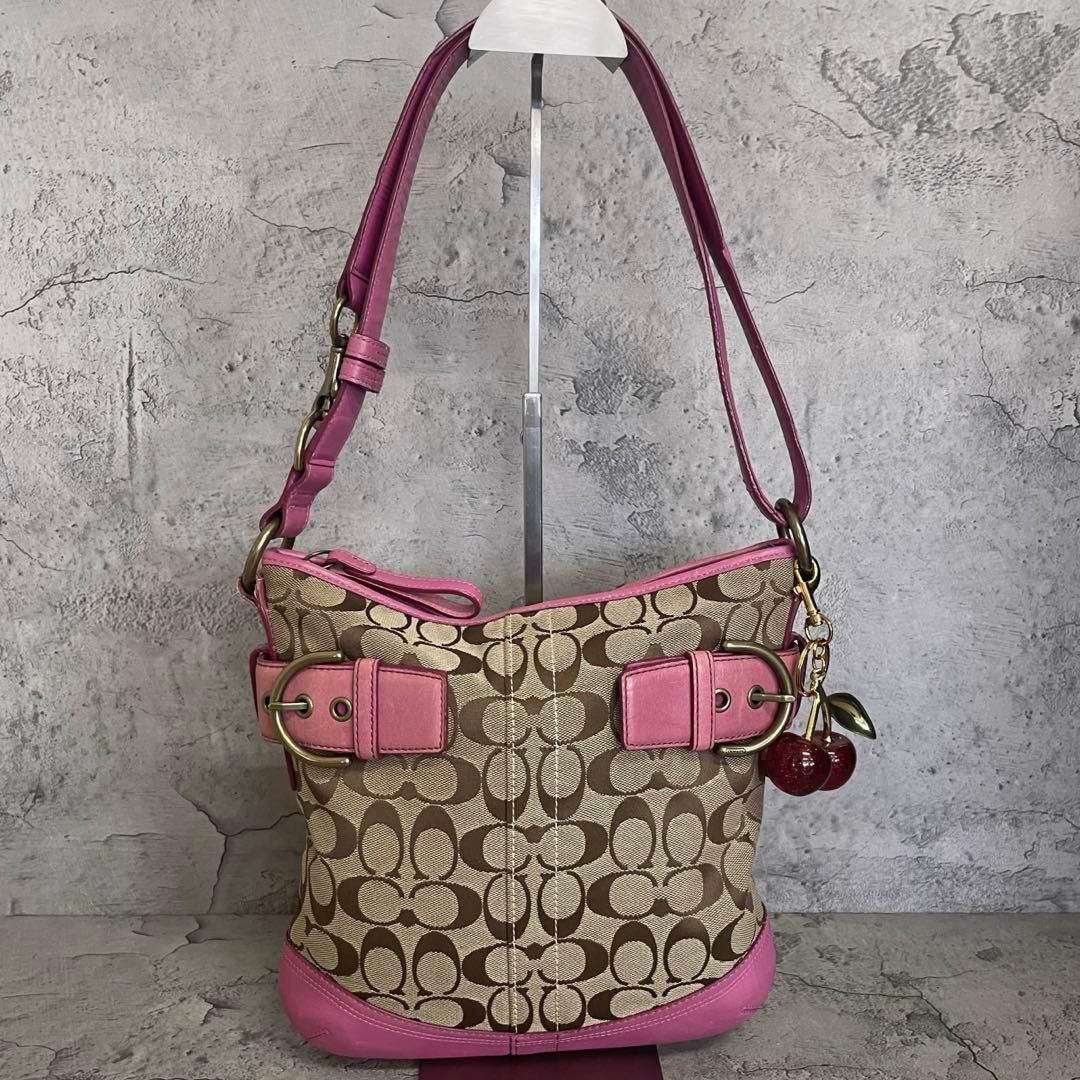 COACH Y2K Soho Signature Pink 2way Bag　コーチ ワンショルダーバッグ ソーホー シグネチャー キャンバス レザー ピンク 6,650円