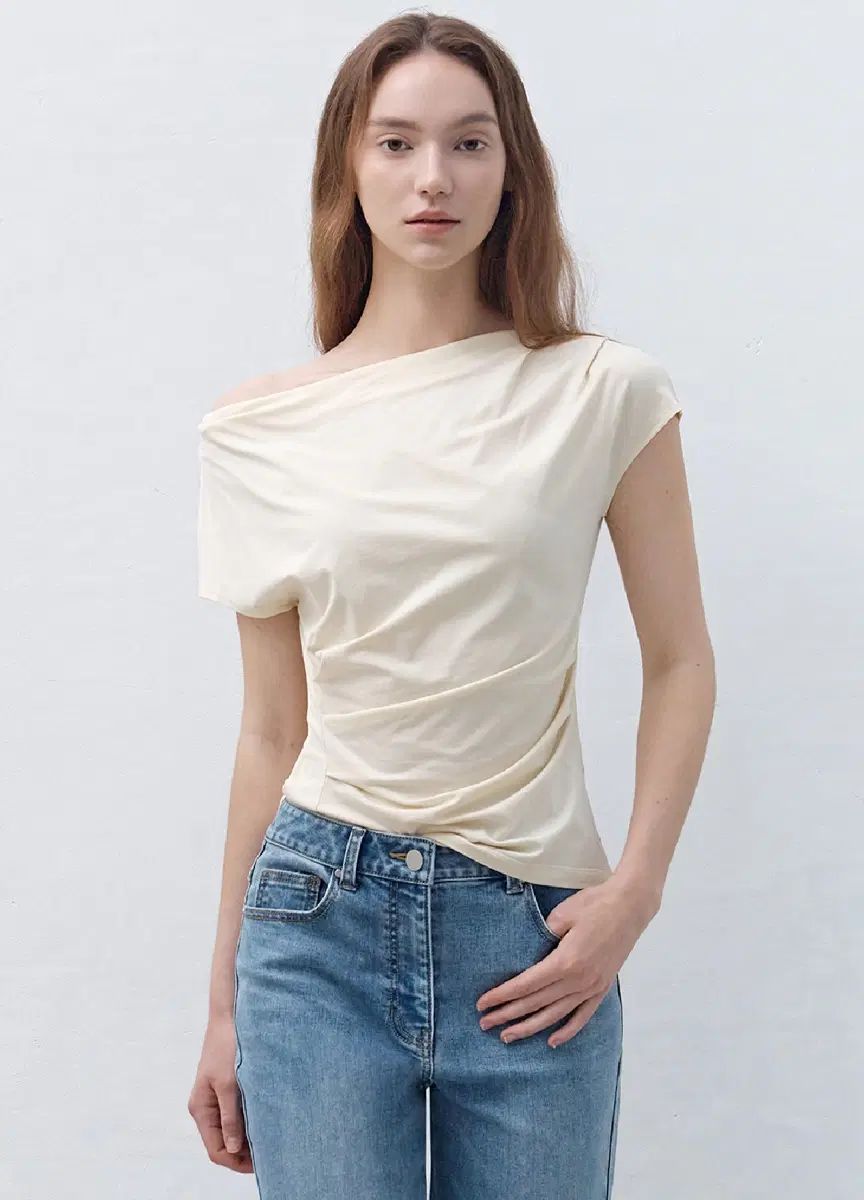 イッミシャ ドレープ オフショルダーシャーリング レモンブラウス Tシャツ S 新品