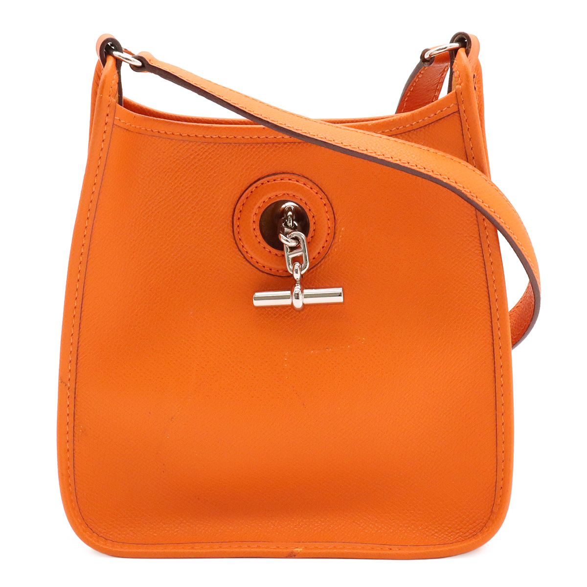 HERMES エルメス ヴェスパTPM ショルダーバッグ ポシェット 斜め掛け ヴォーエプソン レザー オレンジ シルバー金具 □H刻印 97,900円