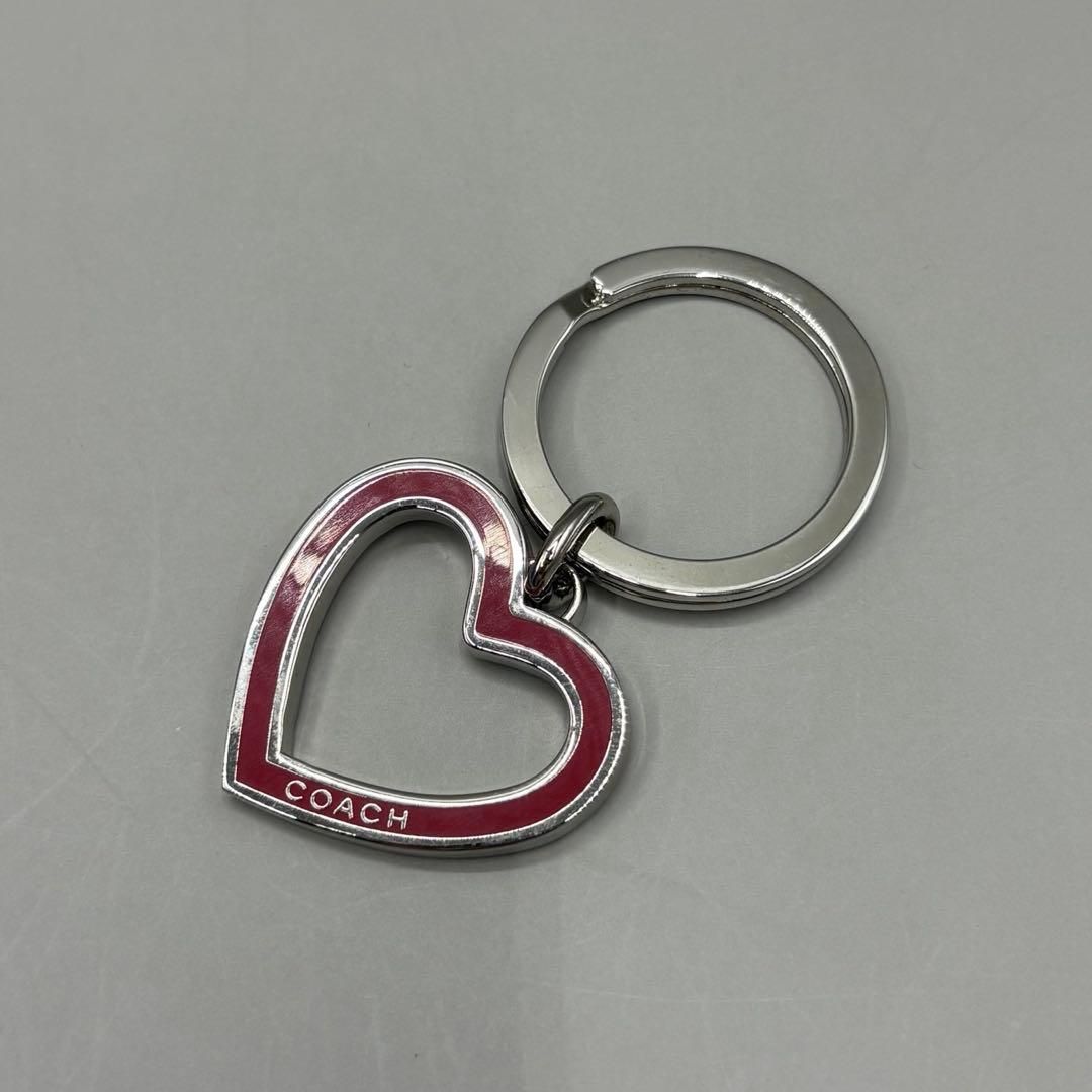 極美品 COACH Y2K Silver Red Heart Keychain コーチ キーリング