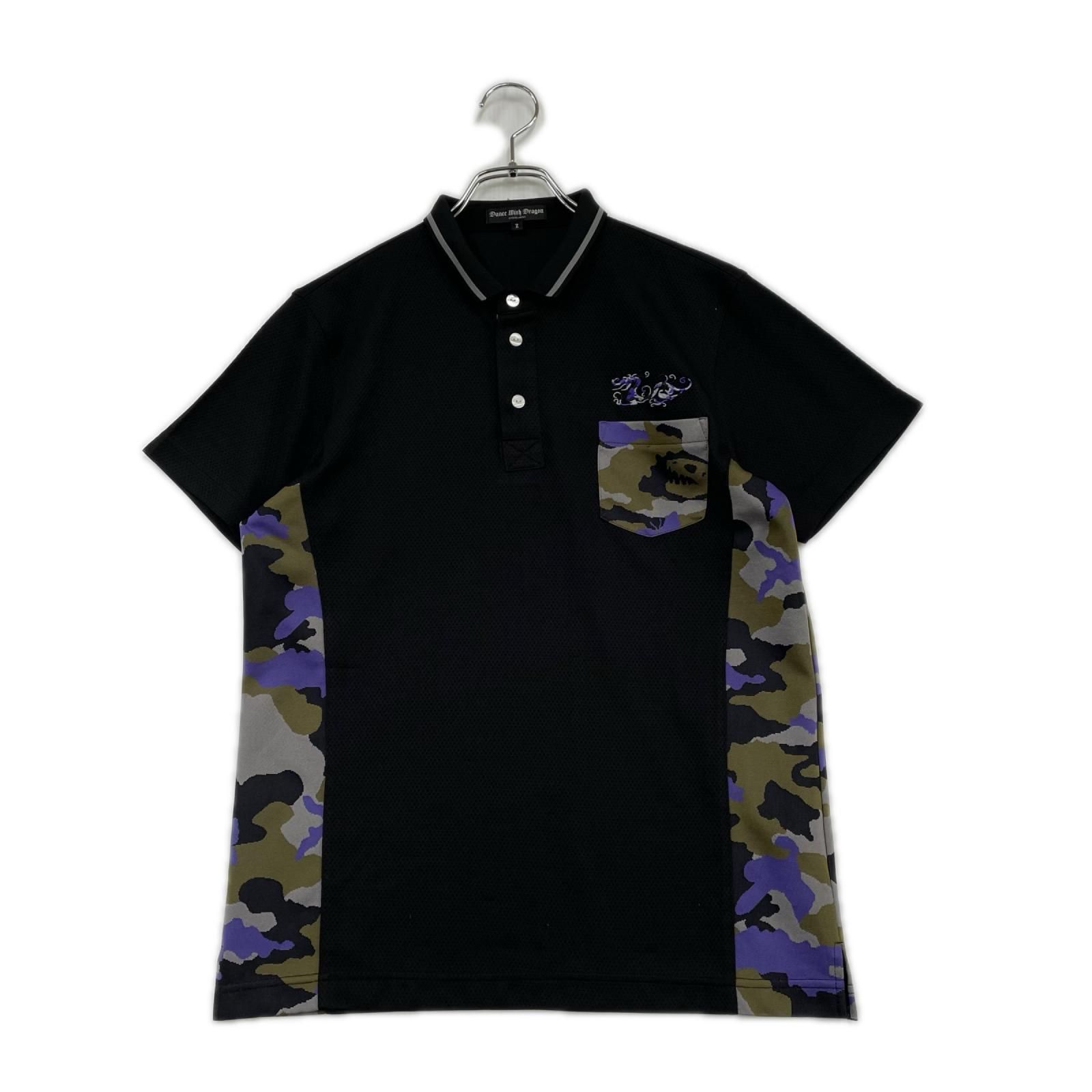 中古 メンズ ダンスウィズドラゴン DANCE WITH DRAGON 半袖ポロシャツ 2(M) ブラック 黒 カモフラ柄