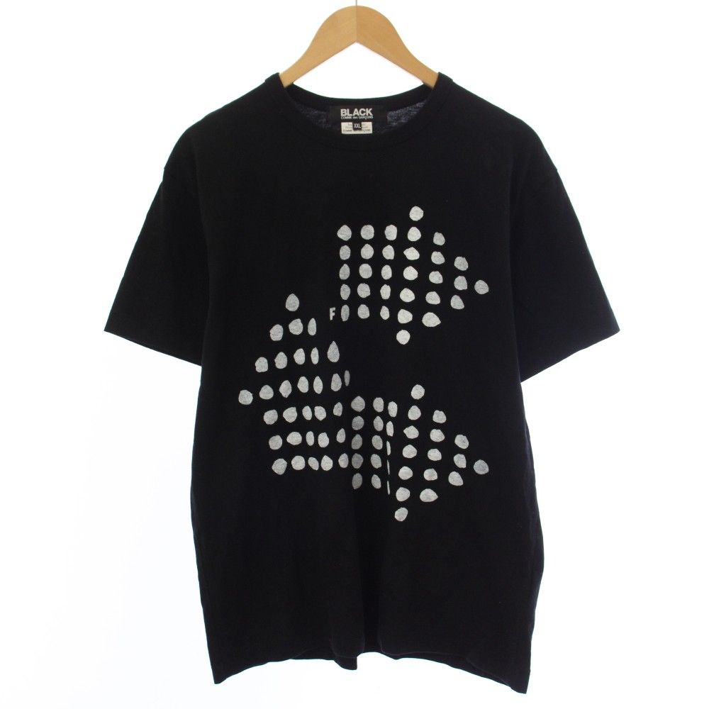 コムデギャルソンブラック COMME des GARCONS BLACK AD2024 綿天竺 FILIP PAGOWSKI プリント Tシャツ カットソー 半袖 XXL 黒 ブラック 1O-T503 /TK