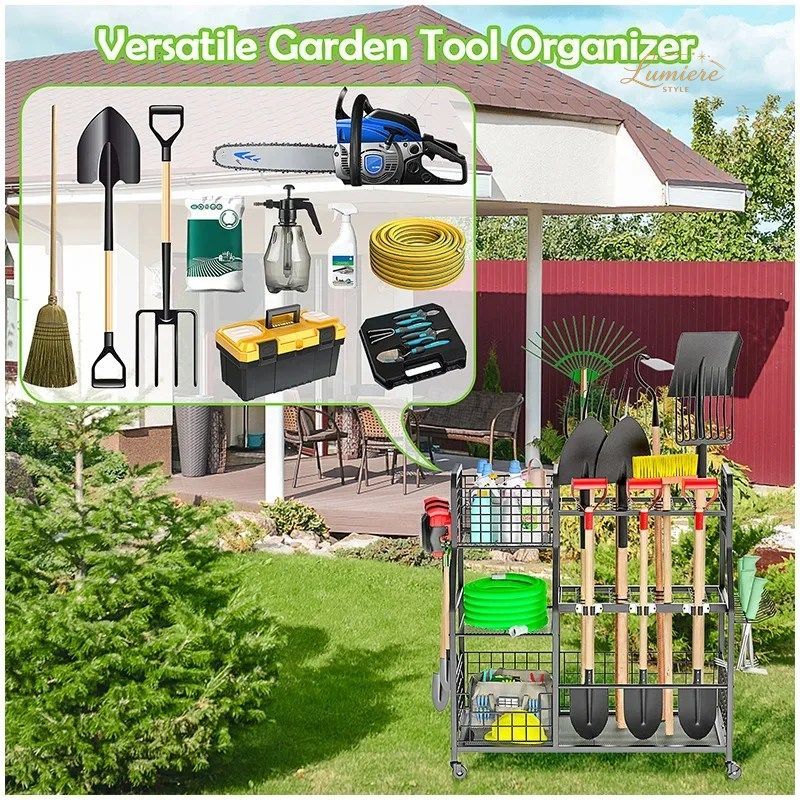 USEFUL MULTI-PURPOSE GARAGE TOOL STORAGE RACK ORGANIZER FARM SHOVEL TOOLS