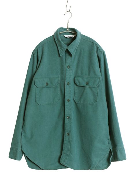 70s ウールリッチ シャモア クロス 長袖 シャツ メンズ L 程 ヴィンテージ 旧タグ ネルシャツ ヘビーウェイト コットン フランネル 無地