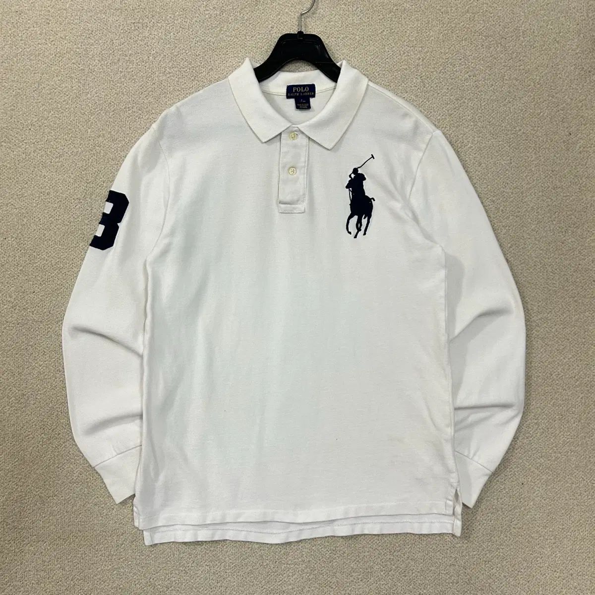 ポロ 白 BIGポニー 長袖 カラーTシャツ
