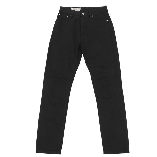 MAISON KITSUNE メゾン キツネ KWP-4750-B サイズ24 コットン シンプル ストレート パンツ デニム ボトムス レディース ブラック YB0284 【中古】