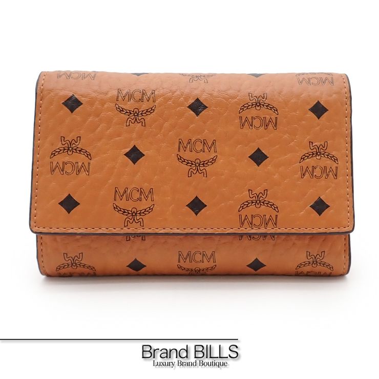 未使用品 MCM エム・シー・エム ヴィセトス 三つ折り財布 折り財布 MYM6AVC49 CO001 PVC コニャック ブラウン レディース