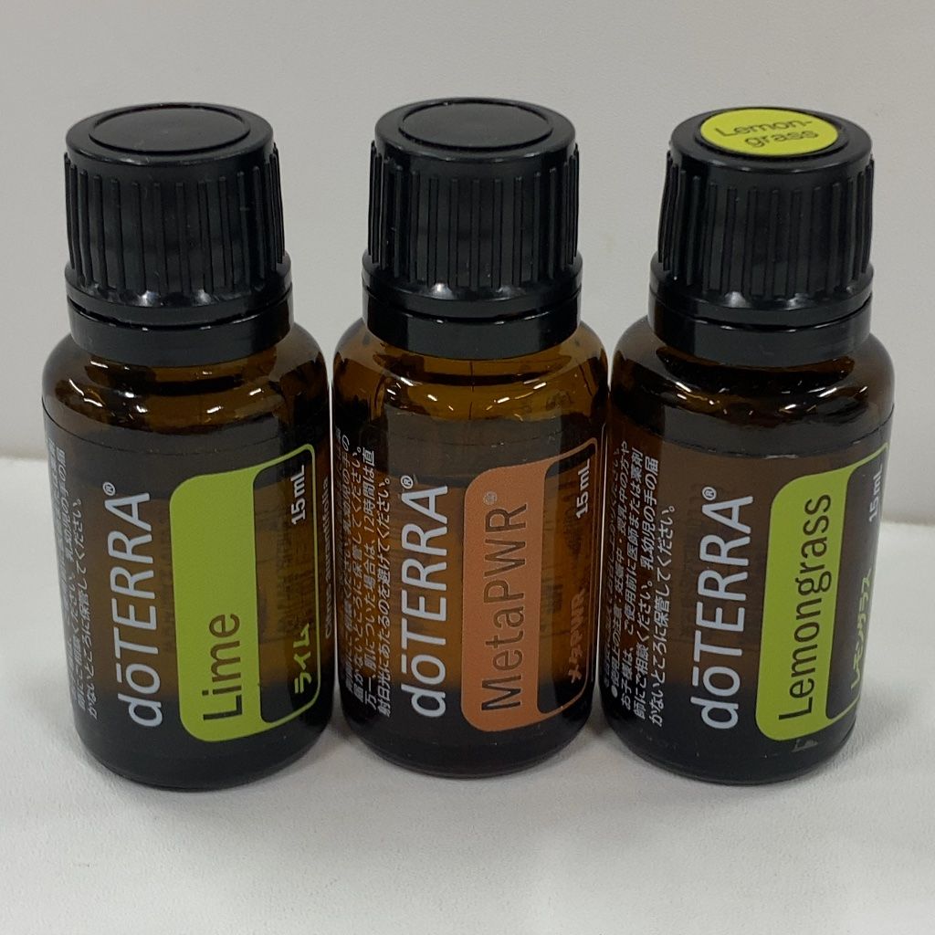 A2044 doTERRA ドテラ ライム CPTG エッセンシャルオイル 15mL／MetaPWR メタPWR CPTG エッセンシャルオイル 15mL／レモングラス CPTG エッセンシャルオイル 15mL 計3点セット 使用期限2028年3月