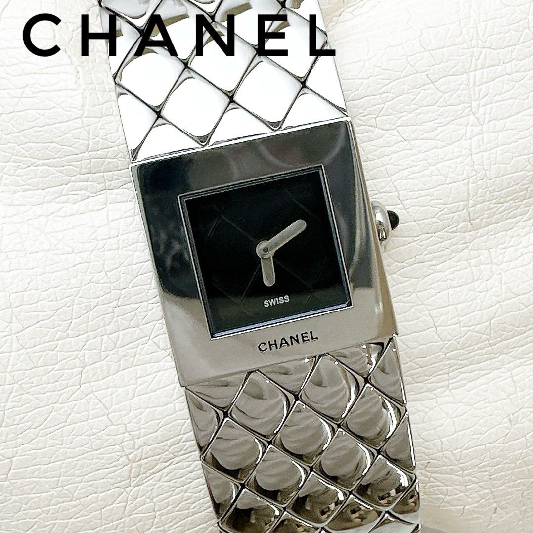 美品?CHANEL シャネル マトラッセ H0009 時計 クオーツ QZ ステンレス SS 約16cm 磨き済み 保証書/冊子付き U