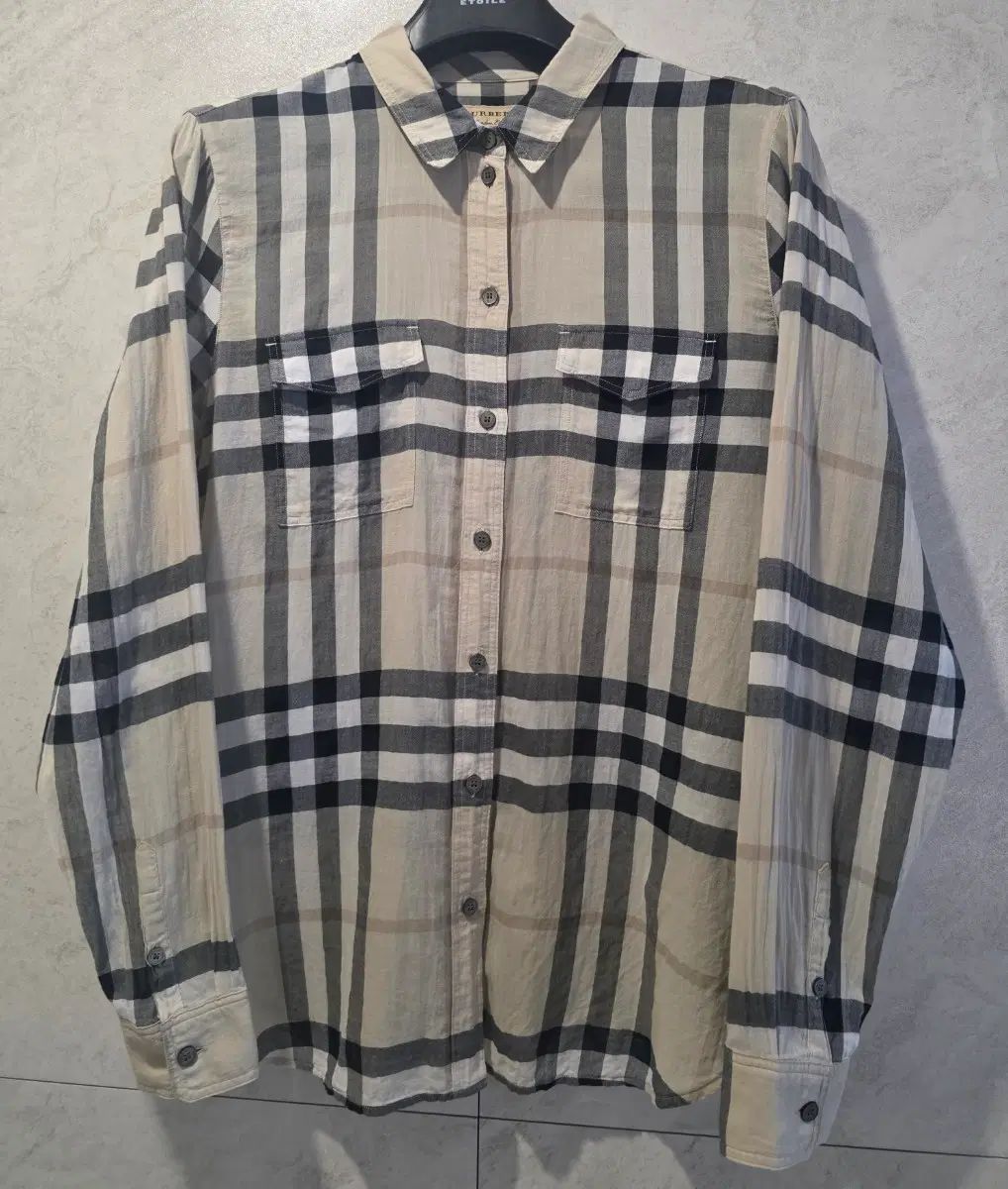 BURBERRY ツーポケット チェック コットン シャツ (ベージュ) XL