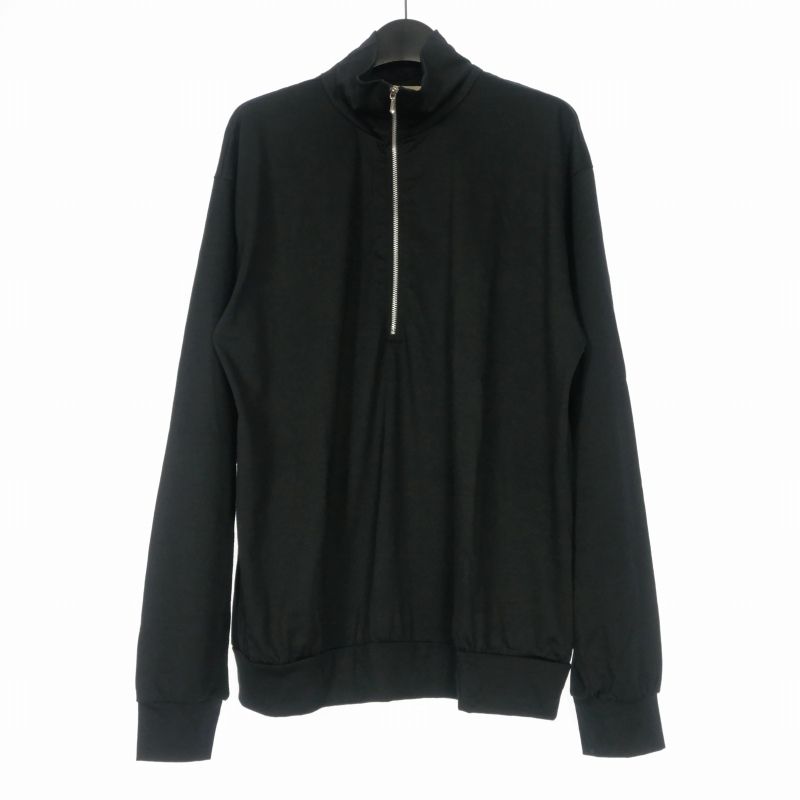 インテリム INTERIM EXTRA FINE MERINO WOOL JERSEY HIGH NECK HALF ZIP ハーフジップ カットソー トップス 長袖 3 ブラック 黒