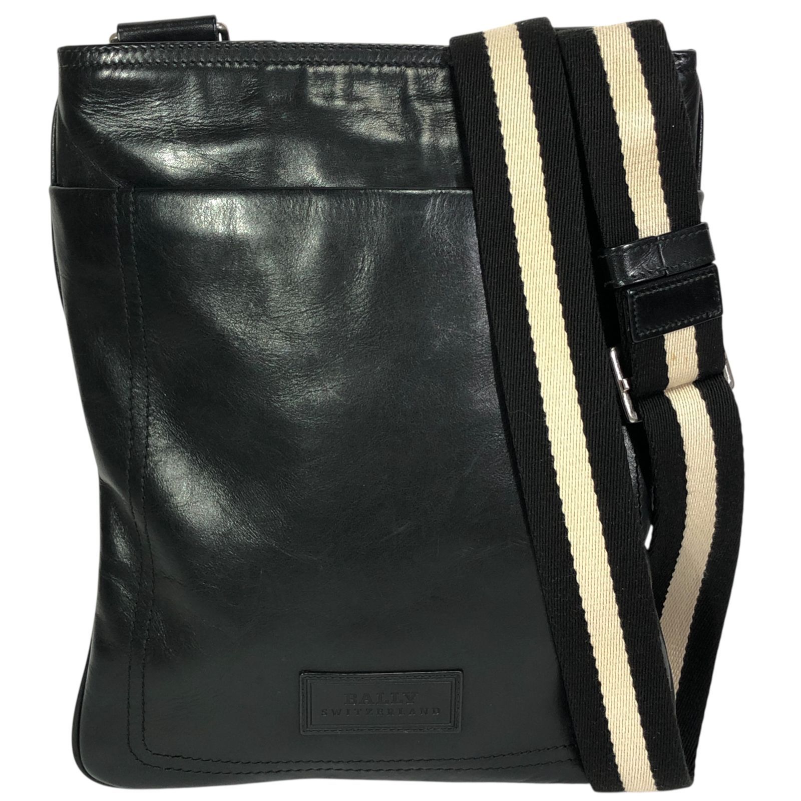 【バリー】本物 BALLY ショルダーバッグ 黒 トレインスポッティング 斜め掛け メッセンジャーバッグ 本革 レザー メンズ レディース