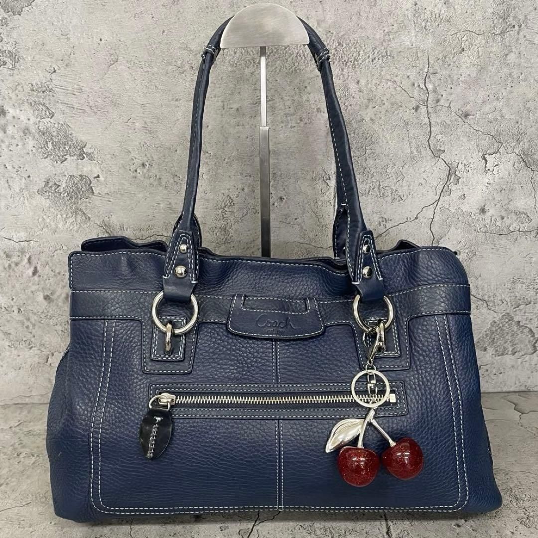 美品　COACH Y2K Leather Navy Boston Tote Bag　コーチ トートバッグ ボストン レザー 紺 ネイビー 7,350円