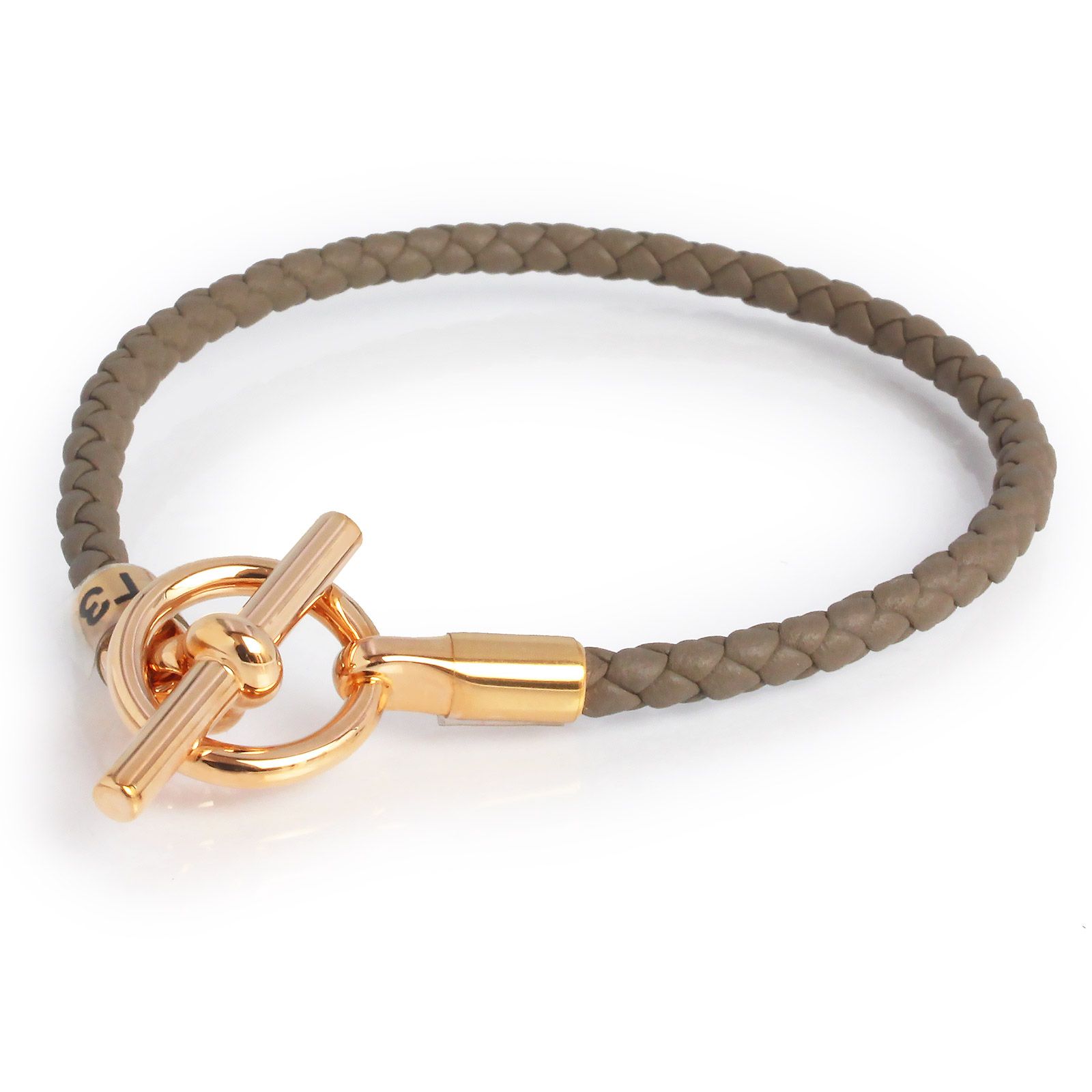 エルメス グレナン ヴォースイフト エトゥープ エトープ グレージュ ブレスレット #T3 レザー ピンクゴールド金具 箱付 HERMES（新品・未使用品） 36,823円